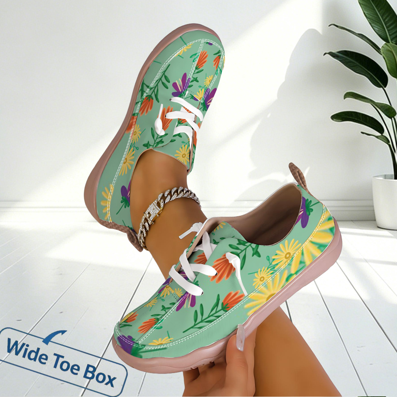 Casual Shoes Floral Print Wide - Women'S Shoes With Wide Toe Box review and price
